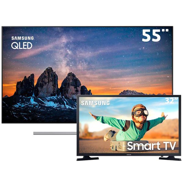 Smart TV QLED 55" UHD 4K Samsung 55Q80 + Smart TV LED 32" HD Samsung T4300