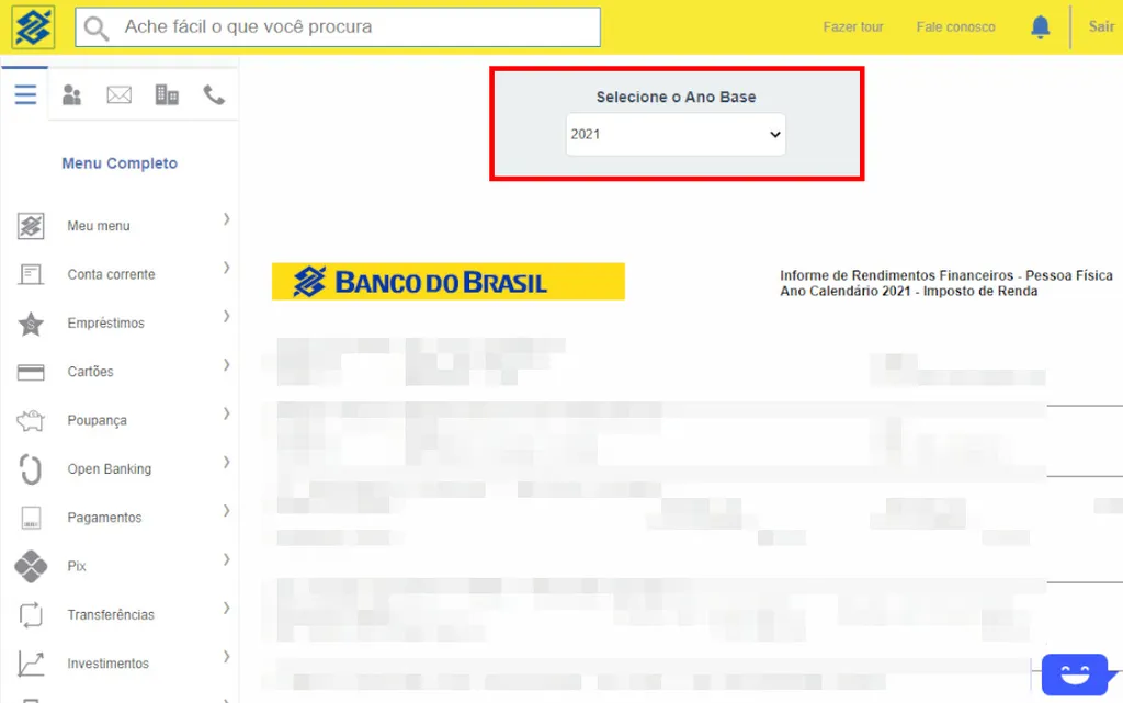 Veja como consultar o informe de rendimentos do Banco do Brasil usando o internet banking (Captura de tela: Matheus Bigogno)