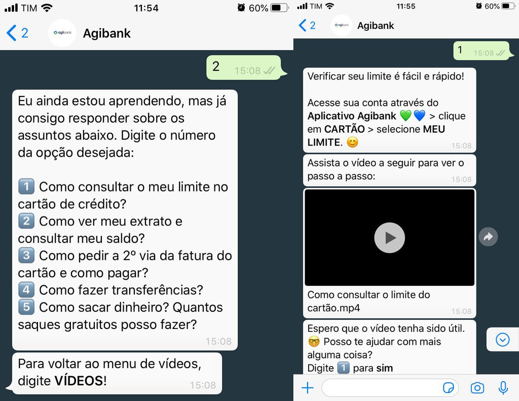 O atendimento do Bot50+ é feito via WhatsApp para facilitar a intereação e conta com recursos multimídia, como vídeos (Imagem: Divulgação / Ubots)