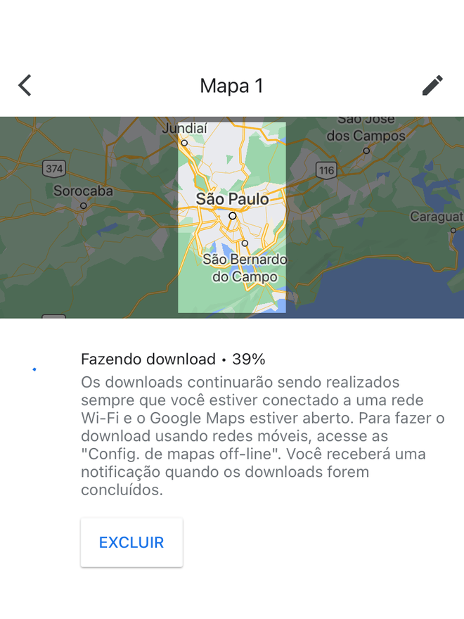 Aguarde a conclusão do download para navegar de modo offline - Captura de tela: Thiago Furquim (Canaltech)