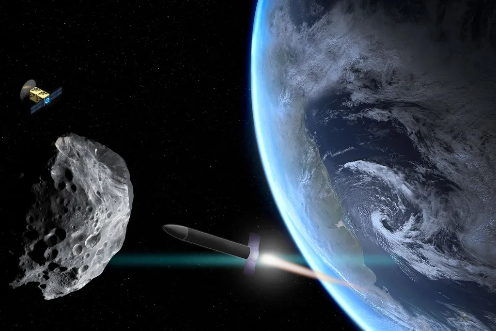 Sondas e explosivos podem ser enviados em asteroide que se aproxima da Terra, mas a estratégia deve ser escolhida com cuidado (Imagem: Reprodução/Christine Daniloff/MIT/Creative Commons)