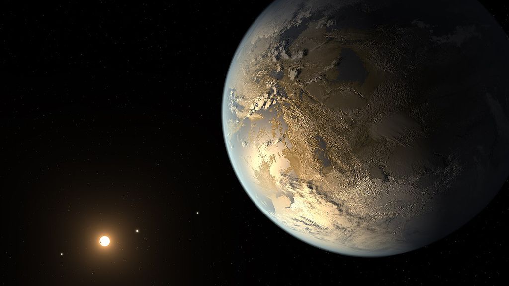 Arte mostra o exoplaneta Kepler-186f, o primeiro rochoso que o Kepler descobriu na zona habitável de uma estrela, em 2014 (Imagem: NASA)