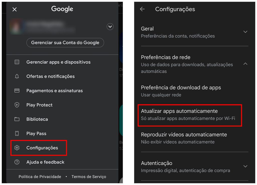 Ative a atualização automática de apps no Android (Captura de tela: André Magalhães)