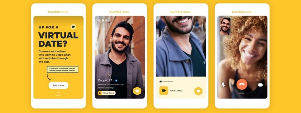 O app permite conversa por texto ou videochamadas para encontrar uma paquera (Imagem: Divulgação/Bumble)