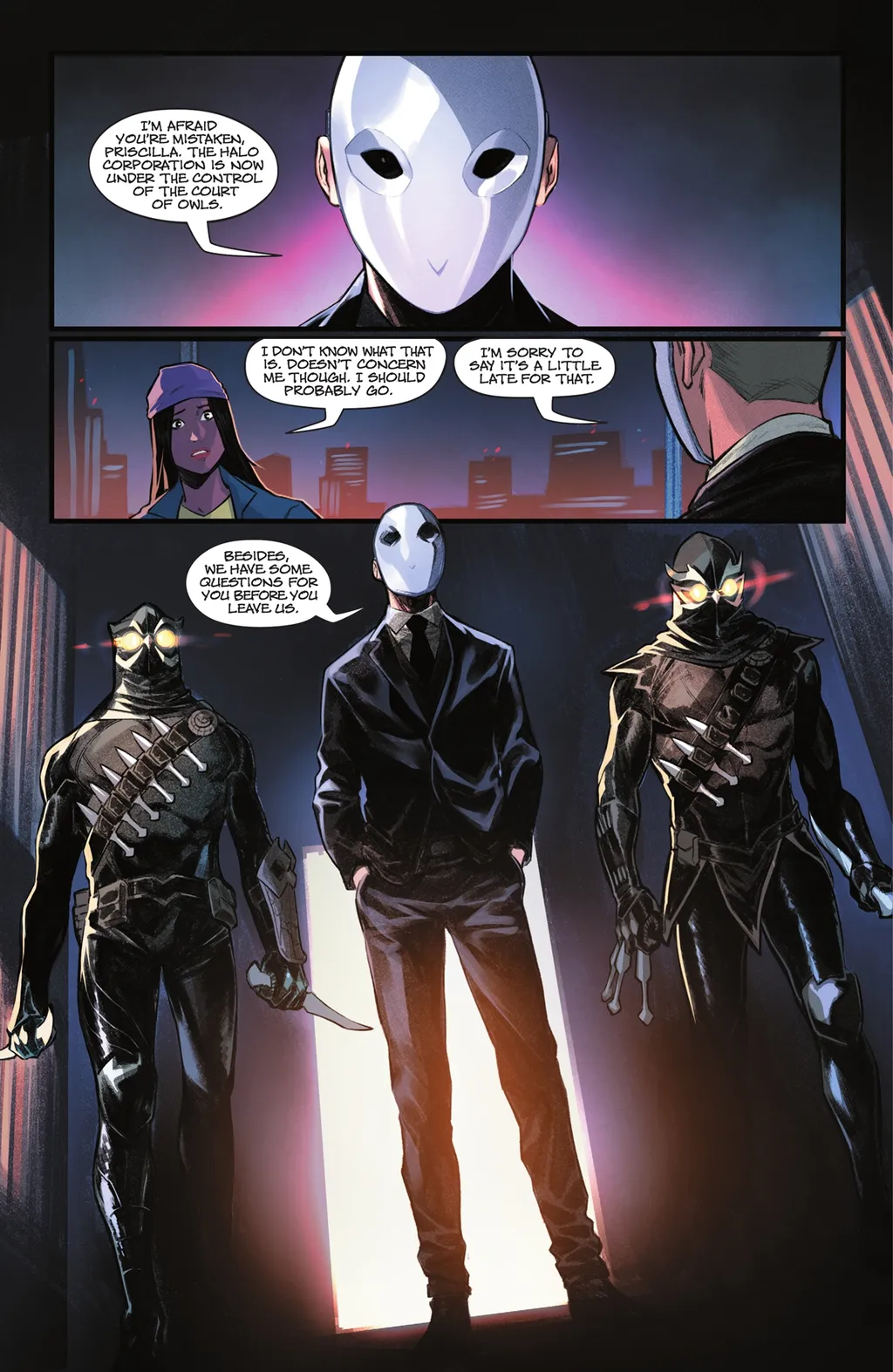 Corte das Corujas, que andava meio apagada sob a sombra do Batman, volta a ser relevante (Imagem: Reprodução/DC Comics)
