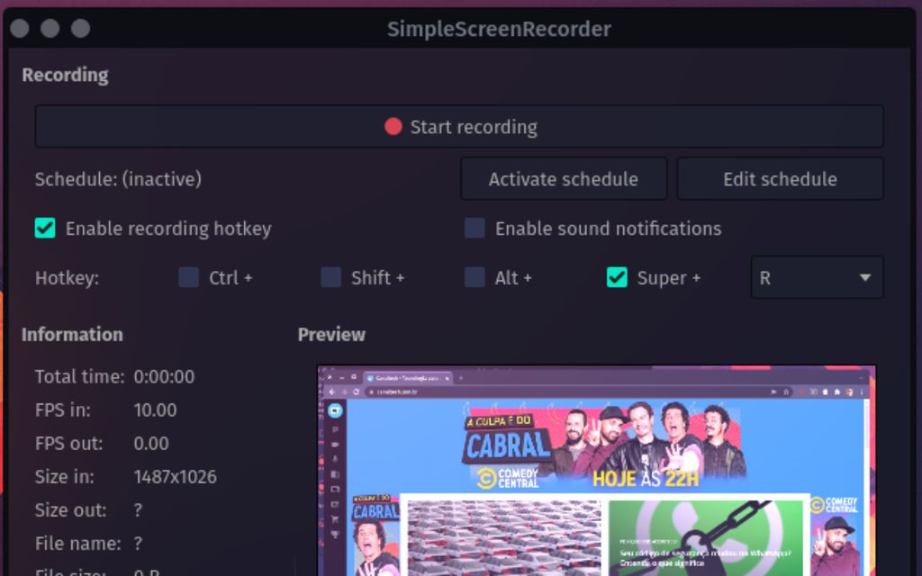 O SimpleScreenRecorder é uma opção nativa para gravar a tela do PC no Linux (Captura: Paulo Real)