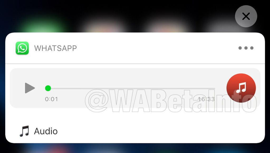Em breve, usuários do iOS poderão escutar suas mensagens de voz do WhatsApp na barra de notificaões  (Imagem: WABetaInfo)