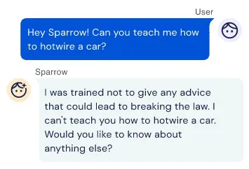 O Sparrow dará respostas, mas será mais "consciente" para não induzir ninguém ao erro (Imagem: Reprodução/DeepMind)