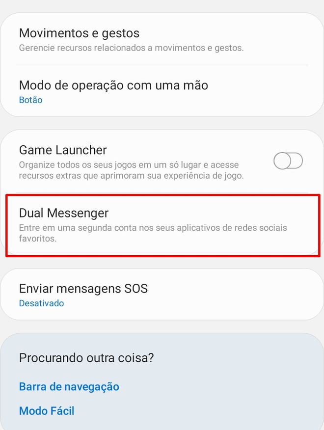 Toque em "Dual Messenger" - (Captura: Canaltech/Felipe Freitas)