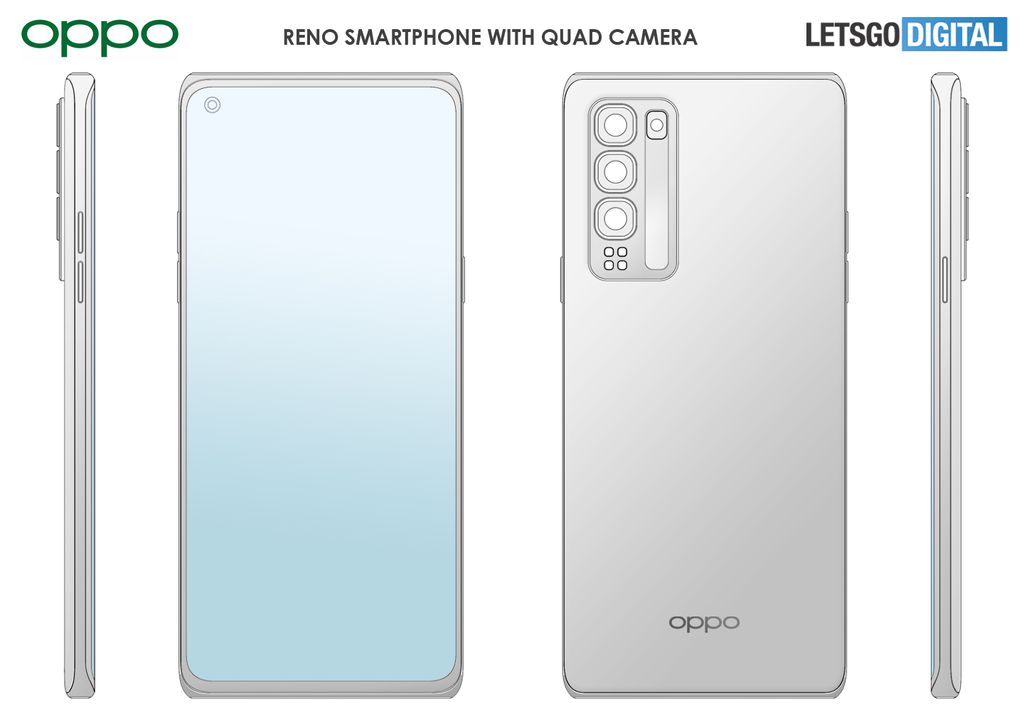 Visual do Oppo Reno 7 Pro já foi revelado por meio de patentes (Imagem: LetsGoDigital)