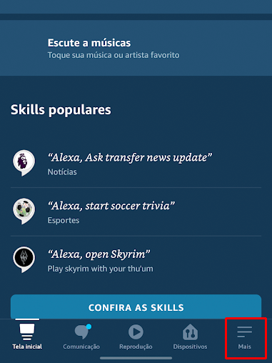 Acesse mais opções da Alexa (Imagem: André Magalhães/Captura de tela)