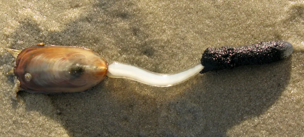 Um braquiópode na praia, da espécie Lingula anatina, considerado o animal mais antigo com representantes vivos do mundo (Imagem: Wilson4469/Domínio Público)