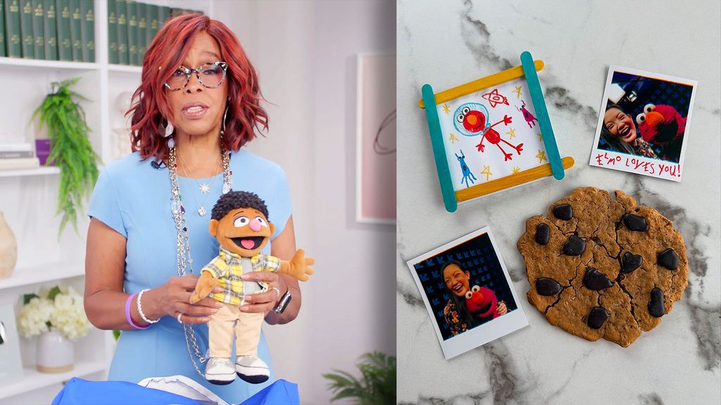 O boneco de Tamir, levado por King, junto aos itens que Nguyen ganhou dos personagens de Vila Sésamo (Imagem: Oprah Daily)