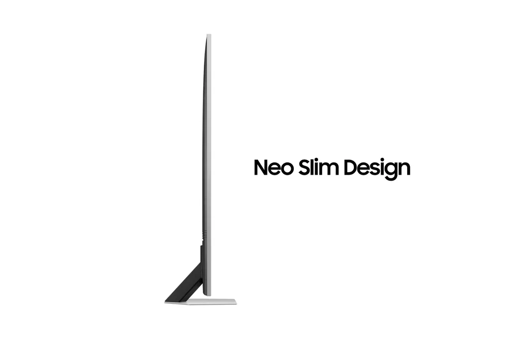 A Samsung Neo QLED 4K QN85B conta ainda com design super fino Neo Slim, apresentando espessura de apenas 2,7 cm (Imagem: Samsung)