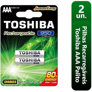 Pilha Recarregável AAA 1,2V 950mAh TNH3GAE TOSHIBA (Cartela com 2 unid.)