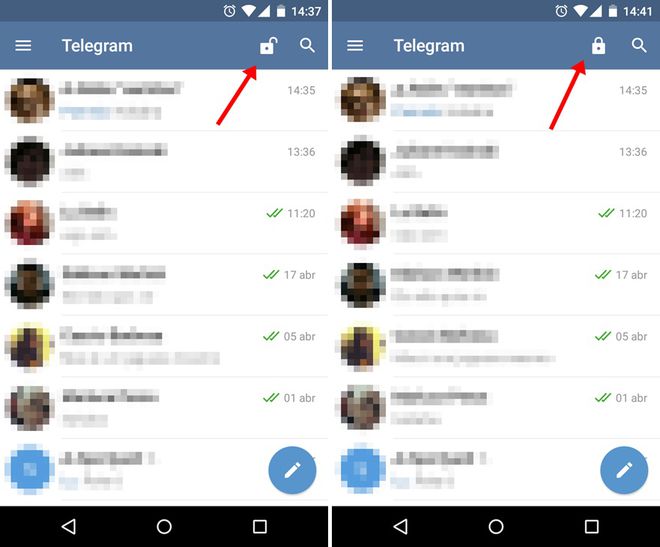 Senha de bloqueio no Telegram