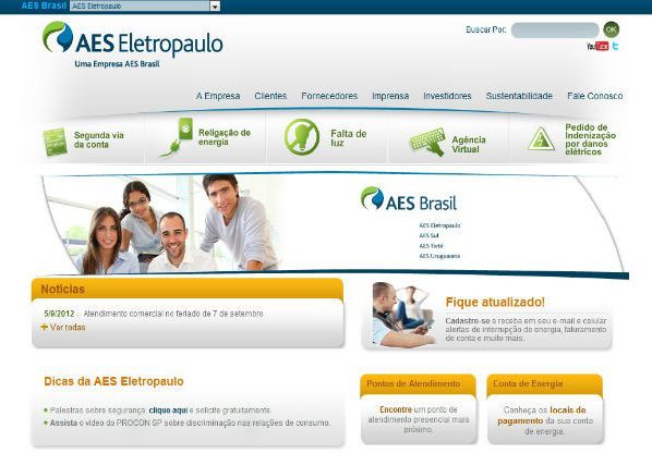 Home site Eletropaulo Home site Eletropaulo