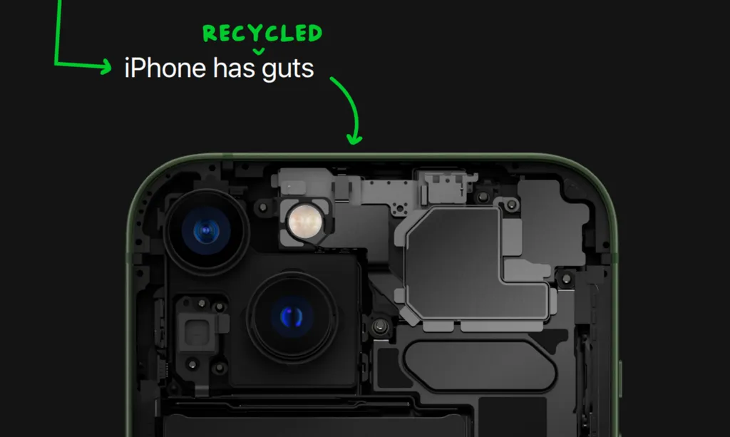 Várias peças do iPhone possuem materiais reciclados (Imagem: Divulgação/Apple)