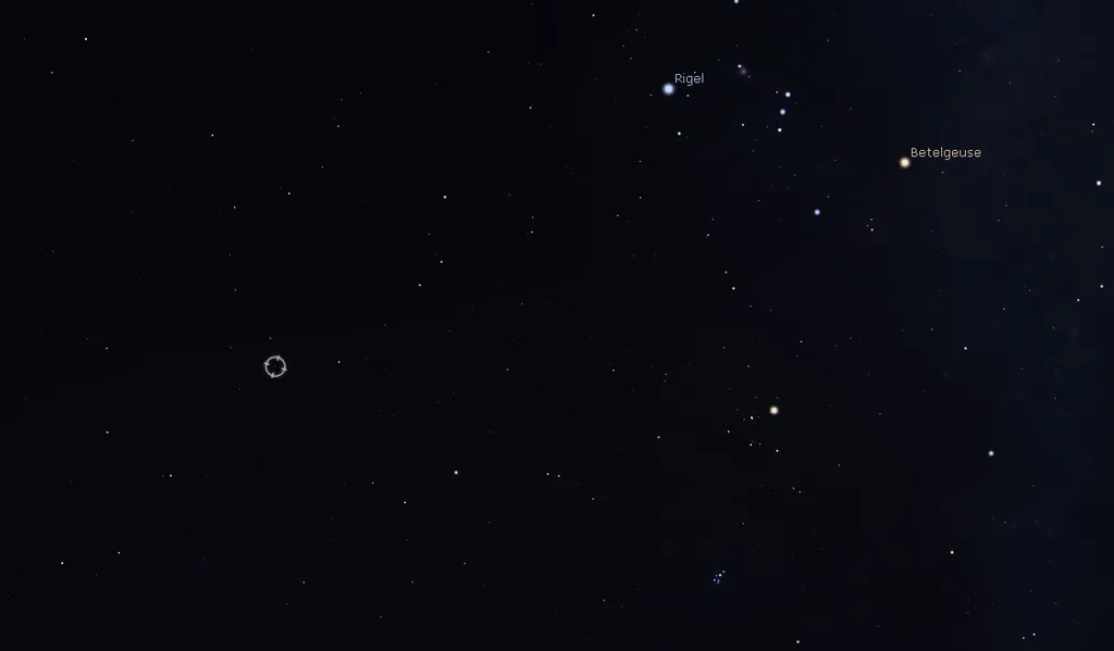 À esquerda da 40 Eridani, você encontrará Epsilon Ceti (Imagem: Reprodução/Stellarium)