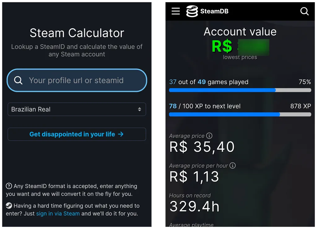 Como usar o Steam Calculator para saber detalhes de sua conta