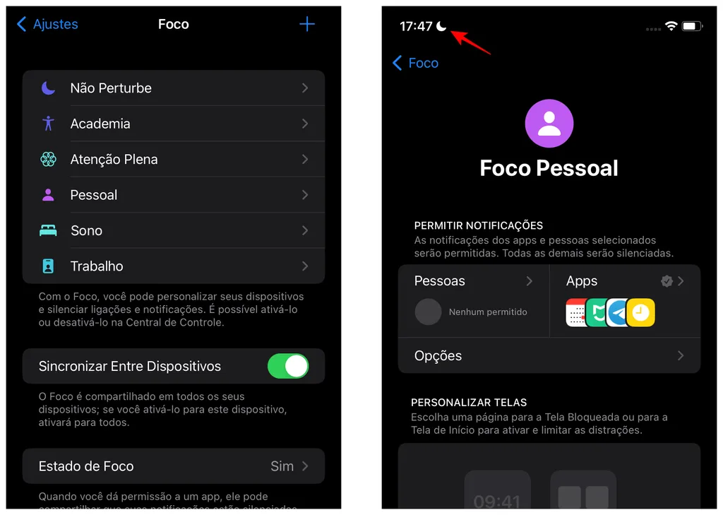 Ative o modo Foco no seu iPhone (Captura de tela: Thiago Furquim/Canaltech)