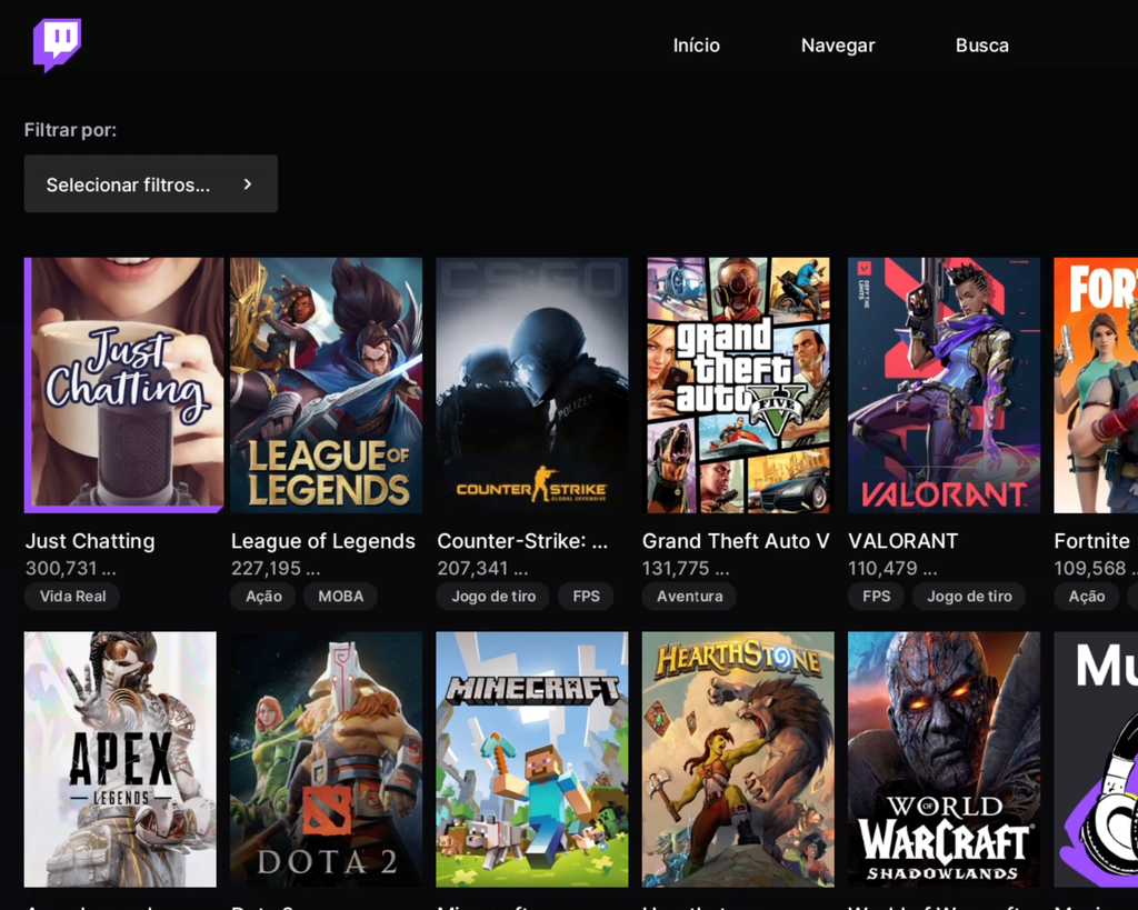 Encontre seu game favorito e assista às transmissões ao vivo - Captura de tela: Thiago Furquim (Canaltech)