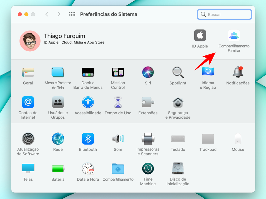 Acesse o menu do Compartilhamento Familiar nas "Preferências do Sistema" do Mac - Captura de tela: Thiago Furquim (Canaltech) 