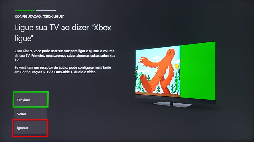 Se você tiver o Kinect de Xbox One, clique em próximo e siga as configurações (Imagem: Captura de Tela/Guilherme Sommadossi)