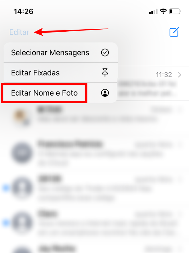 Escolha a opção "Editar Nome e Foto" para fazer as alterações - Captura de tela: Thiago Furquim (Canaltech)