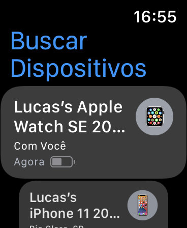 Novo app do watchOS para localizar seus dispositivos do iCloud. Captura de tela: Lucas Wetten (Canaltech)