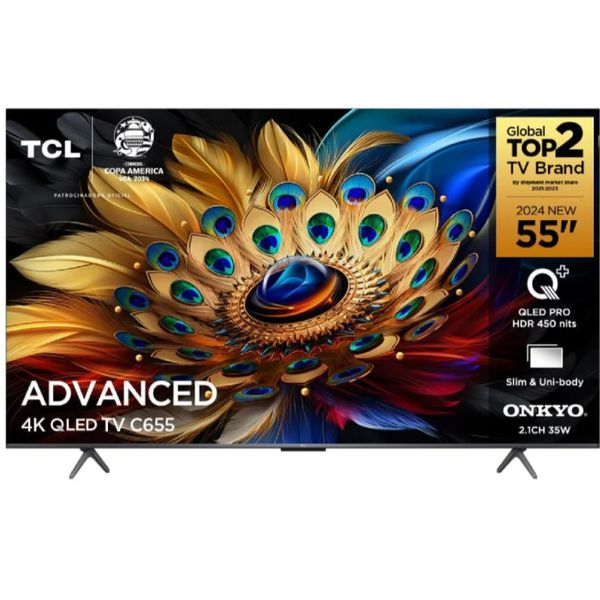 Smart TV TCL 55'' QLED UHD 4K Google TV Dolby Vision Atmos Chumbo 55C655 | LEIA A DESCRIÇÃO - CASHBACK