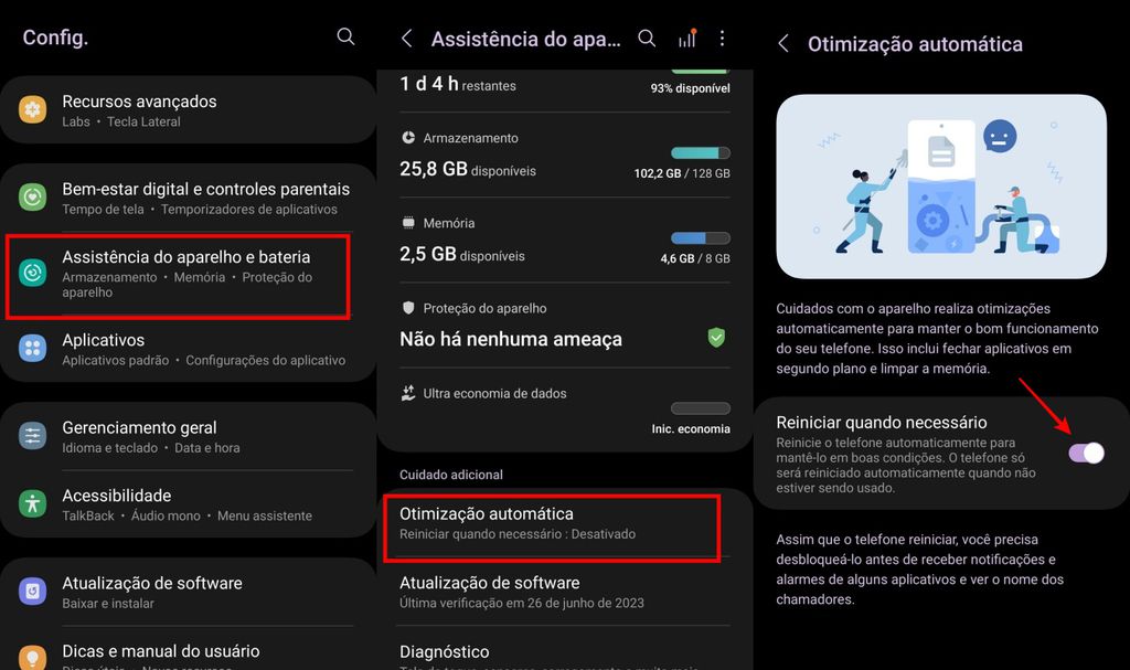O Android permite programar o celular para limpar cache automaticamente (Imagem: Captura de tela/André Magalhães/Canaltech)