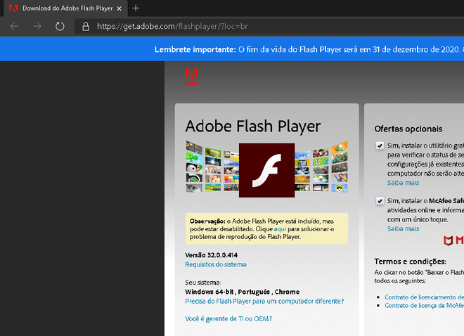 É exibida uma mensagem para ativar o Adobe Flash Player – Suporte ao  usuário - Jogatina.com