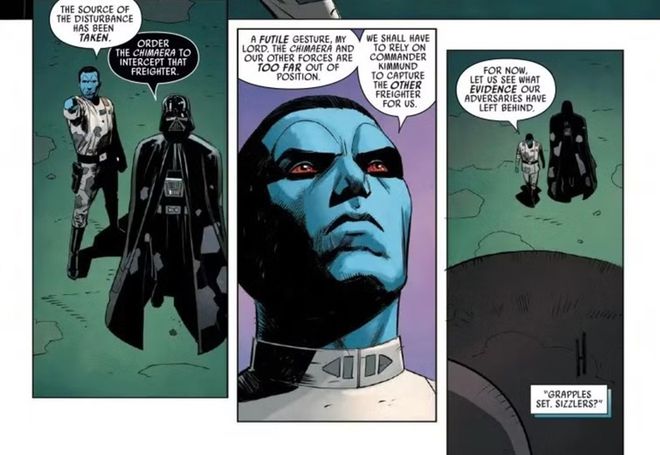Vader não presta tanta atenção ao que está ao seu redor quanto Thrawn porque não precisa (Imagem: Reprodução/Marvel Comics)
