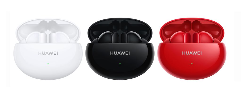 O FreeBuds 4i está disponível nas cores branco, preto e vermelho (Imagem: Reprodução/Huawei)