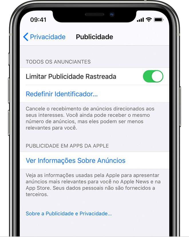 Identificador pode ser redefinido, mas não desligado no iOS 13 (Imagem: reprodução/Apple)