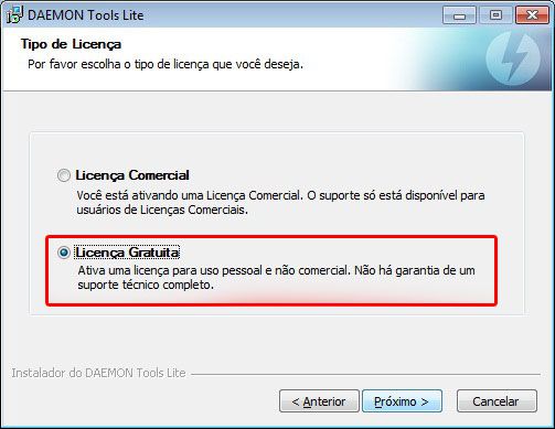 Escolha de licenças do Daemon Tools Lite Escolha de licenças do Daemon Tools Lite