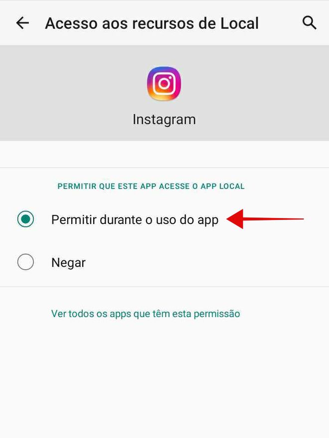 Permita que o Instagram acesse os serviços de localização / Captura de tela: Bruno Salutes (Canaltech)