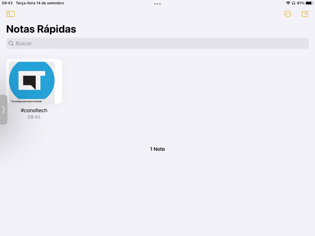 Ache facilmente as Notas Rápidas em um menu dedicado no app Notas e organize-os por hashtags ou palavras-chave - Captura de tela: Thiago Furquim (Canaltech)