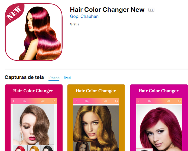 Aplicativo para mudar a cor do cabelo: o Hair Color Changer é uma ótima opção (Captura de tela: Ariane Velasco)