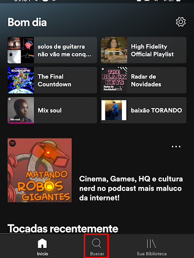 Abra a busca do Spotify (Imagem: André Magalhães/Captura de tela)