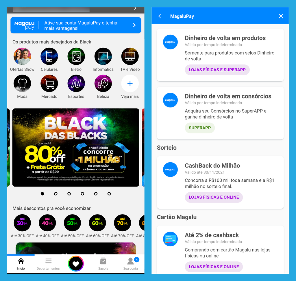 Conta no MagaluPay pode ser criada no app (Imagem: André Magalhães/Captura de tela)