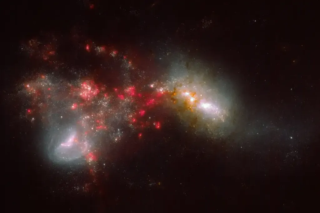 As galáxias em fusão em IC 1623, observadas pelo James Webb  (Imagem: Reprodução/NASA/ESA/CSA/STScI./R. Colombari)
