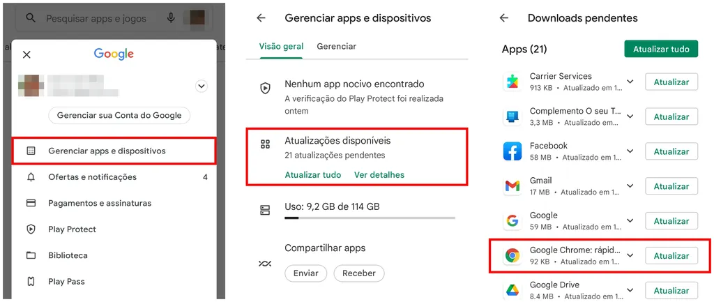 Como atualizar o Chrome no Android: pesquise por novos updates na Play Store (Captura de tela: Caio Carvalho)