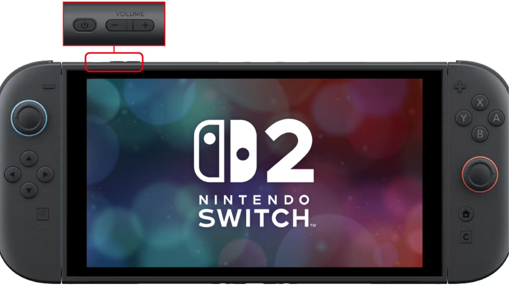 Botões de aumentar e diminuir em evidência no Nintendo Switch 2