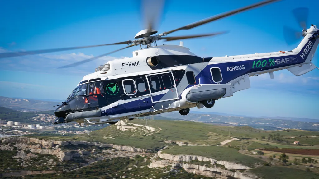 Airbus quer certificar seus helicópteros para uso de 100% de SAF até 2030 (Imagem: Divulgação/Airbus)