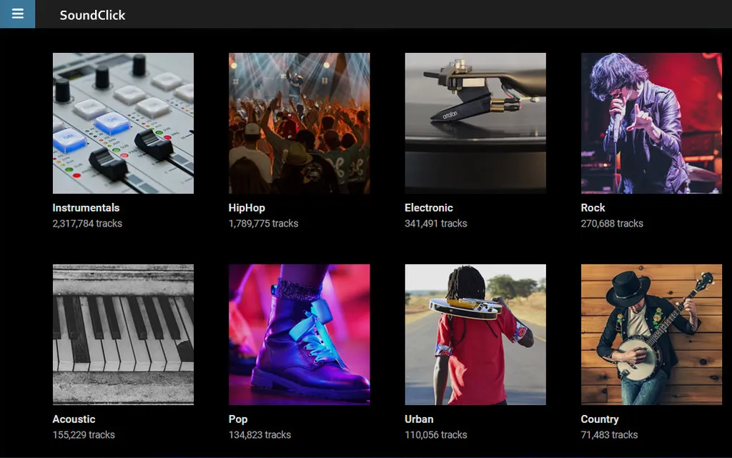 Navegue por diferentes estilos musicais e baixe míusicas gratuitamente no SoundClick (Captura de tela: Matheus Bigogno)
