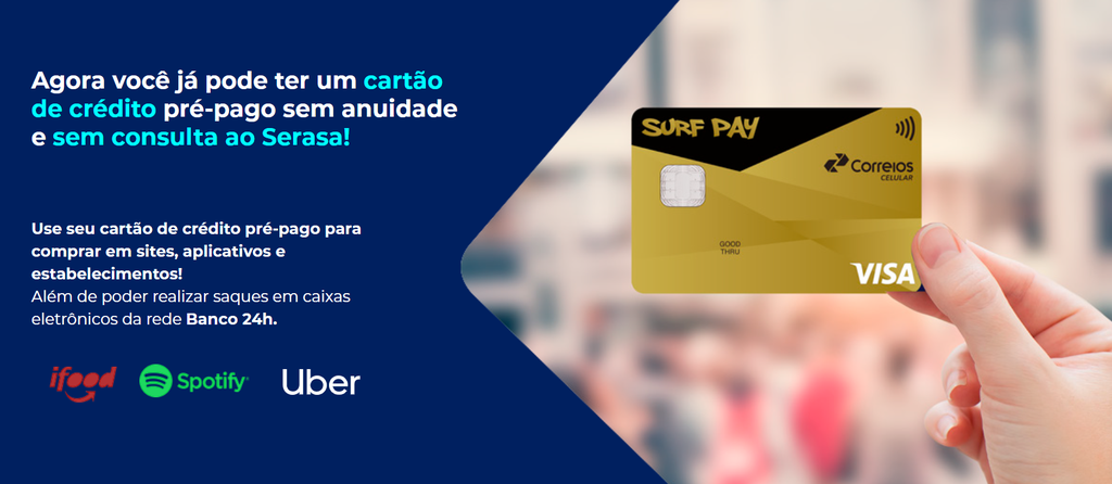 Cartão pré-pago pode ser usado em apps de serviços na internet (Captura de tela do site Surf Pay)