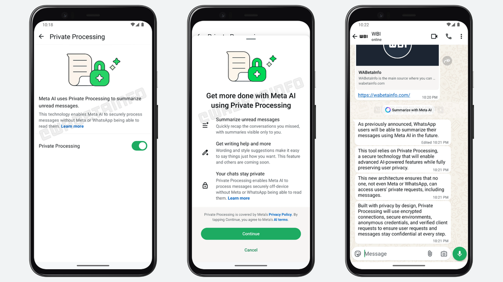 capturas de tela da versão beta do whatsapp