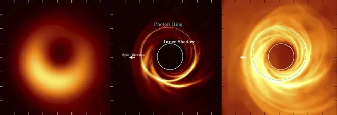 Simulação do anel de fótons ao redor do buraco negro M87* (Imagem: Reprodução/Andrew Chael, et al)